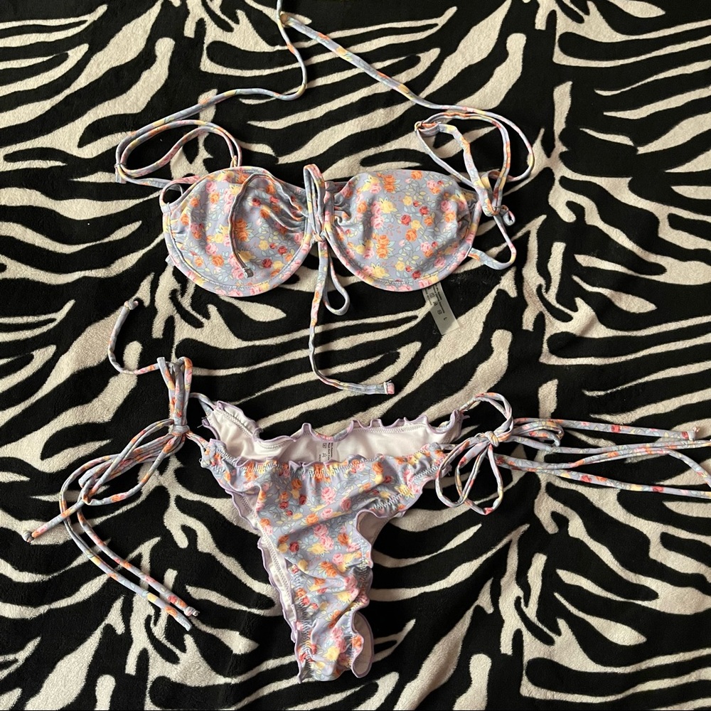 Purple flowered two-piece bikini from SHEIN